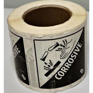 Corrosive DOT Hazzard Class 8 4"x4" roll of 500 sticker labels (2 rolls)